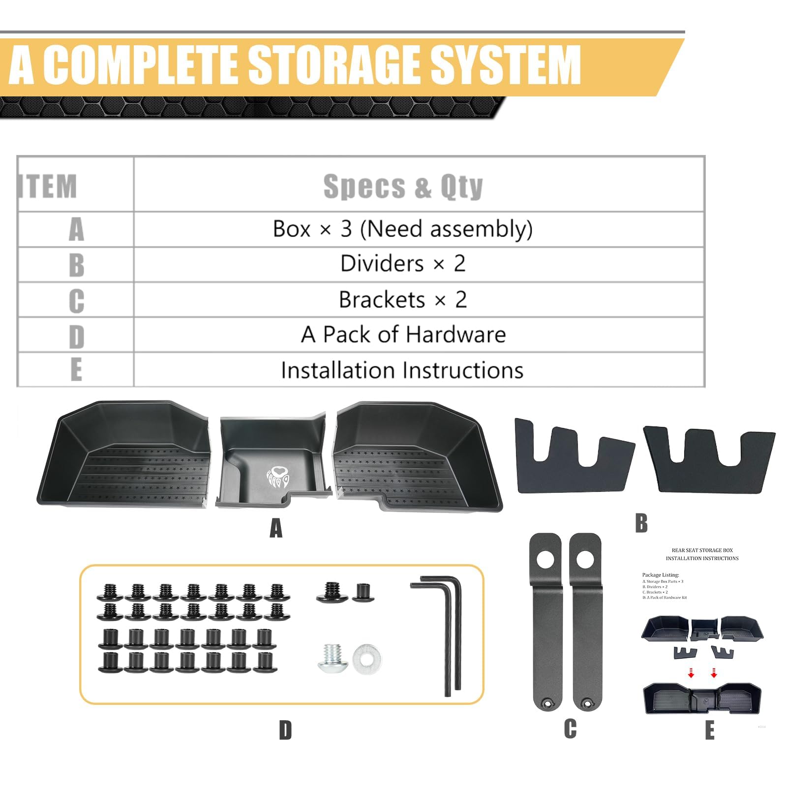 MAXDOM product label and included screws illustrating easy assembly