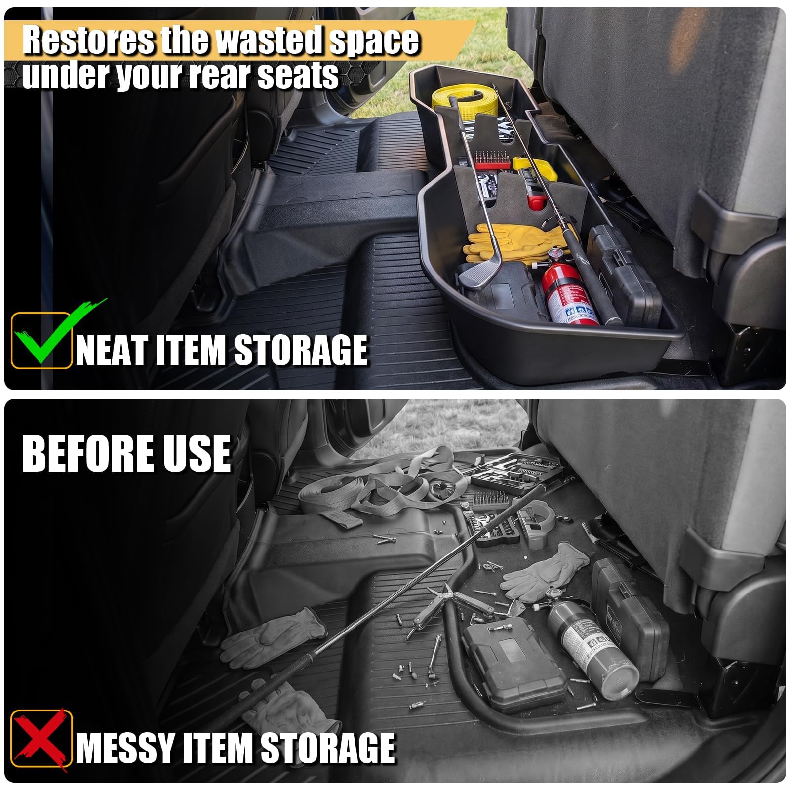 MAXDOM open compartment loaded with tools to show organized capacity