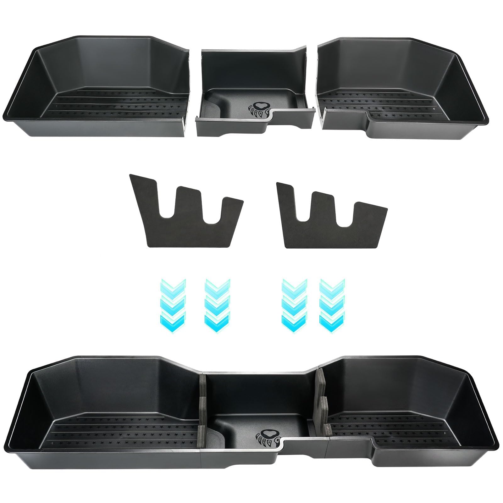MAXDOM underseat organizer beside water bottle depicting size and scale