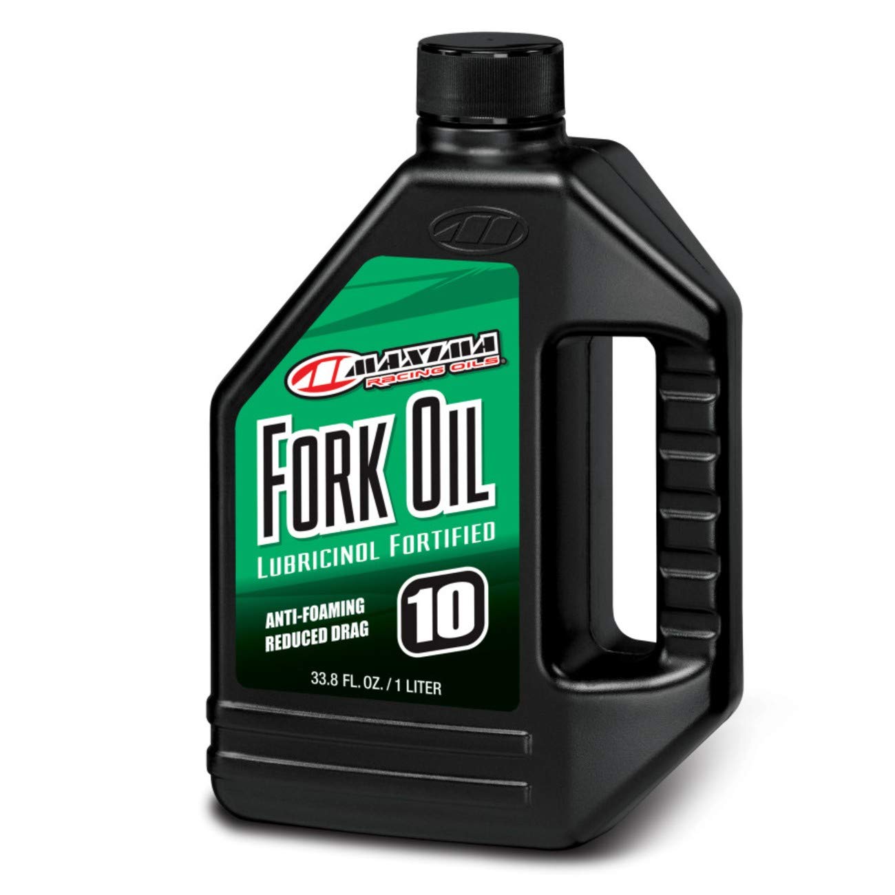 Maxima 10wt fork oil bottle front view showing label and 1L capacity for better maintenance
