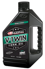 Maxima V-Twin Fork Oil 10wt front label showing product benefits and branding for correct selection