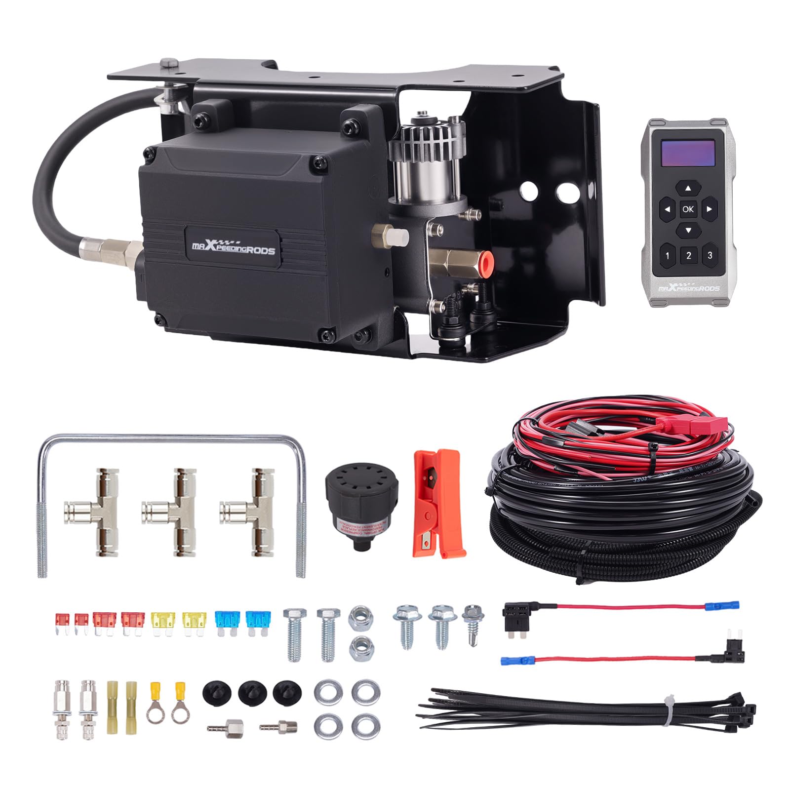 maXpeedingrods complete kit front view showing components and easy fit