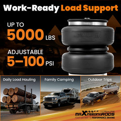 maXpeedingrods air bag installed on Ram 1500 rear axle improving ride stability