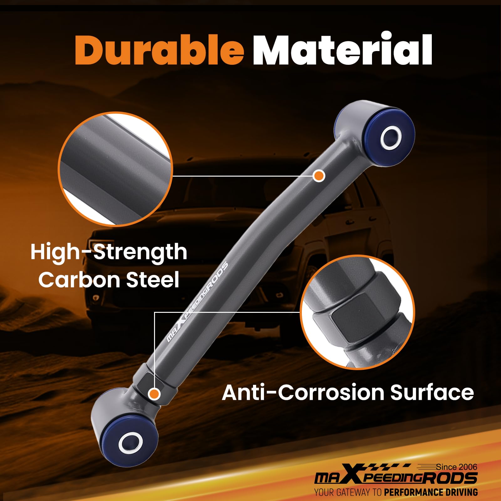 maXpeedingrods premium poly bushing detail demonstrating vibration reduction and longer service life