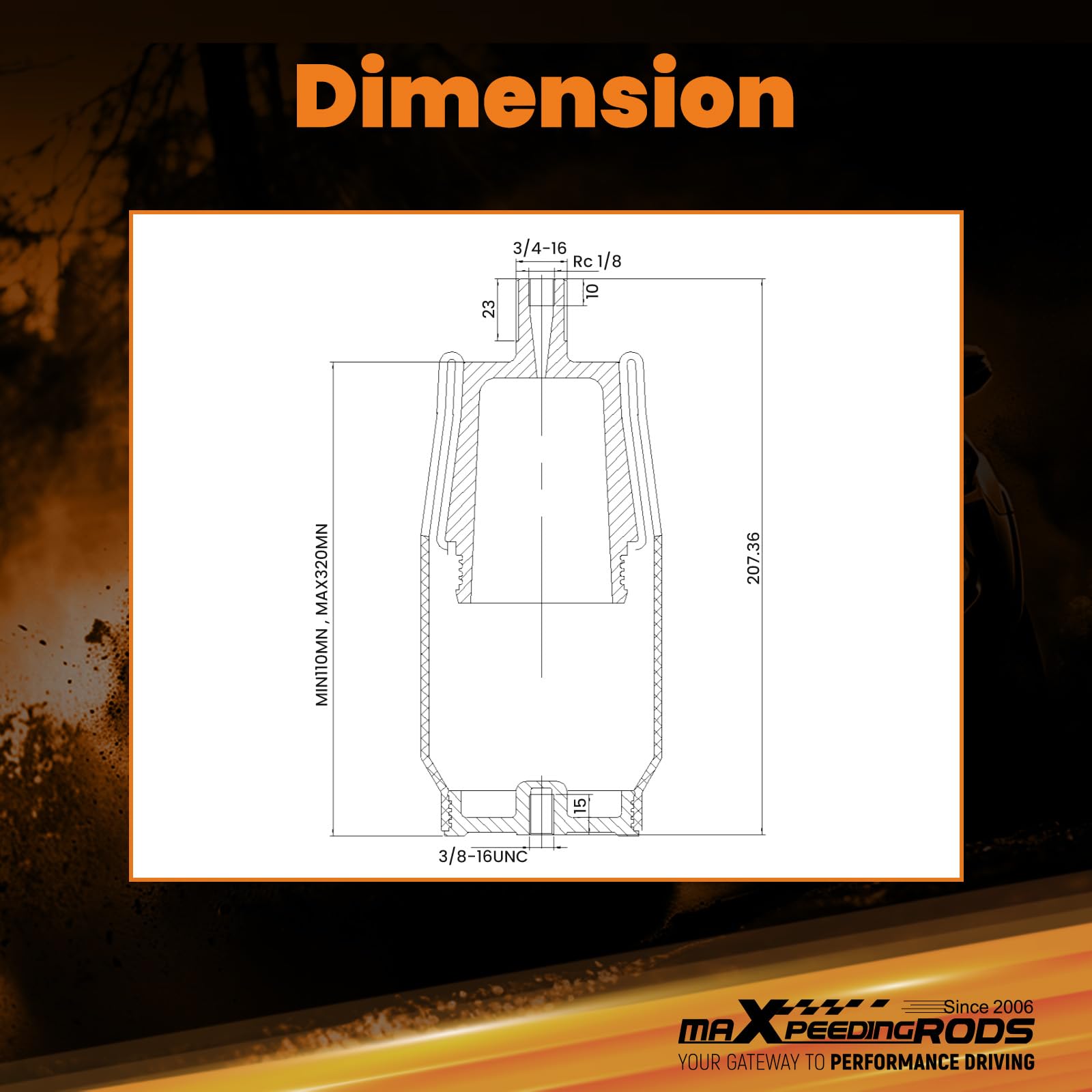 maXpeedingrods side profile of mounted spring demonstrating direct-replacement ease