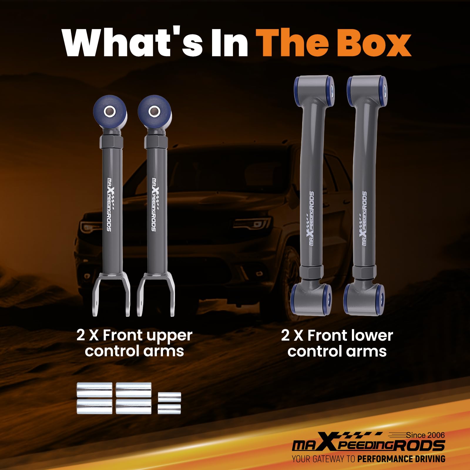 maXpeedingrods control arm next to ruler illustrating adjustable range and fitment clarity