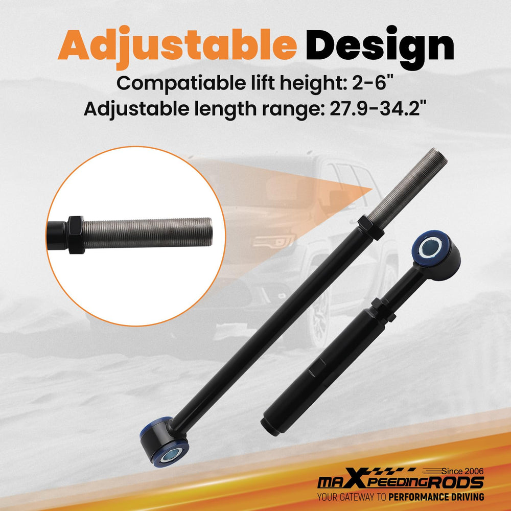 maXpeedingrods track bar on lifted truck in off-road setting showing enhanced control benefit