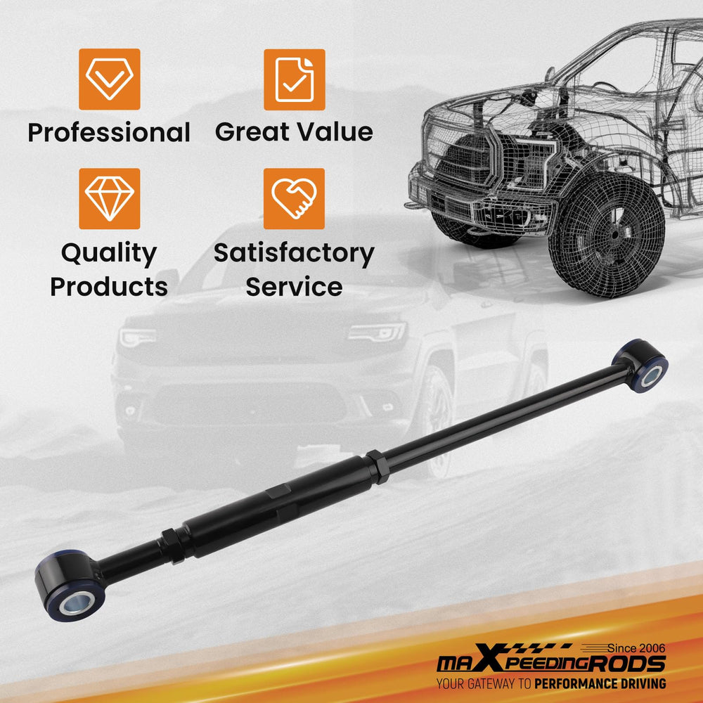 maXpeedingrods track bar beside ruler showing length range for 2–6 inch lifts benefit
