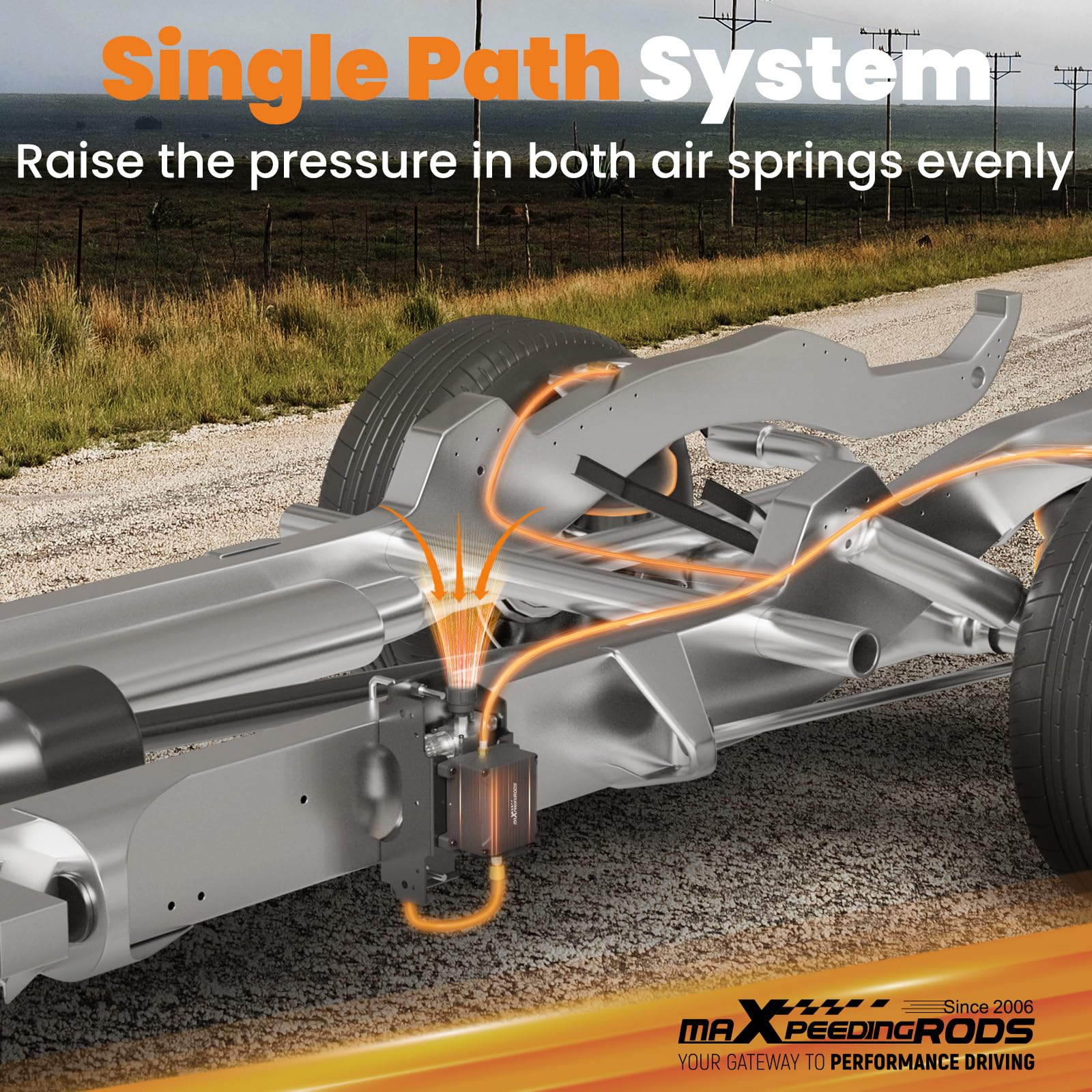 maXpeedingrods installed under vehicle showing scale and space-saving fit