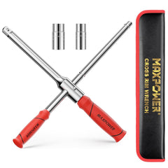 MAXPOWER lug wrench front view showing sockets and compact layout for easy storage