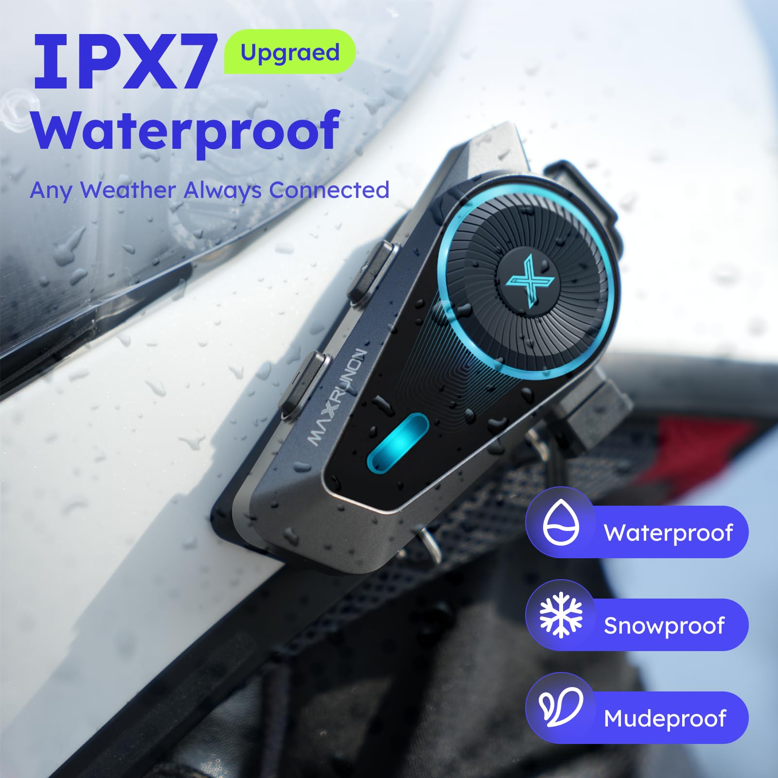 MAXRUNON D10 two riders using intercom demonstrating group communication
