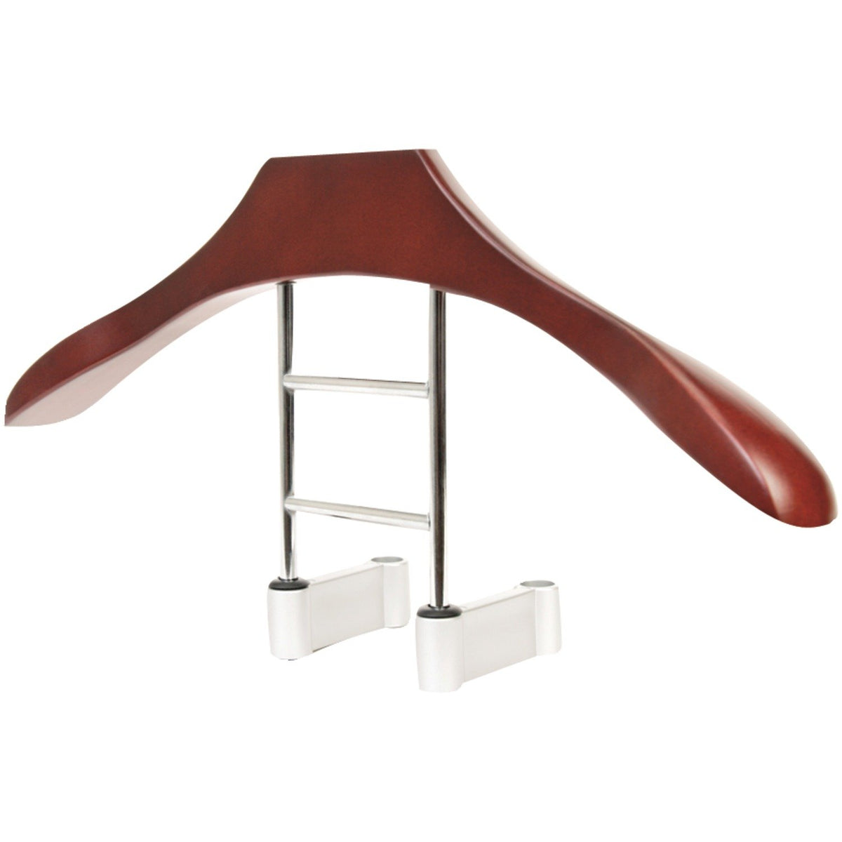 MAXSA Car Butler front view showing wood hanger and chrome supports, elegant interior finish