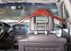 MAXSA Car Butler installed on vehicle headrest holding a jacket, keeps clothes wrinkle-free