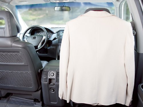 MAXSA Car Butler in backseat with suit hanging, ideal for business travel convenience