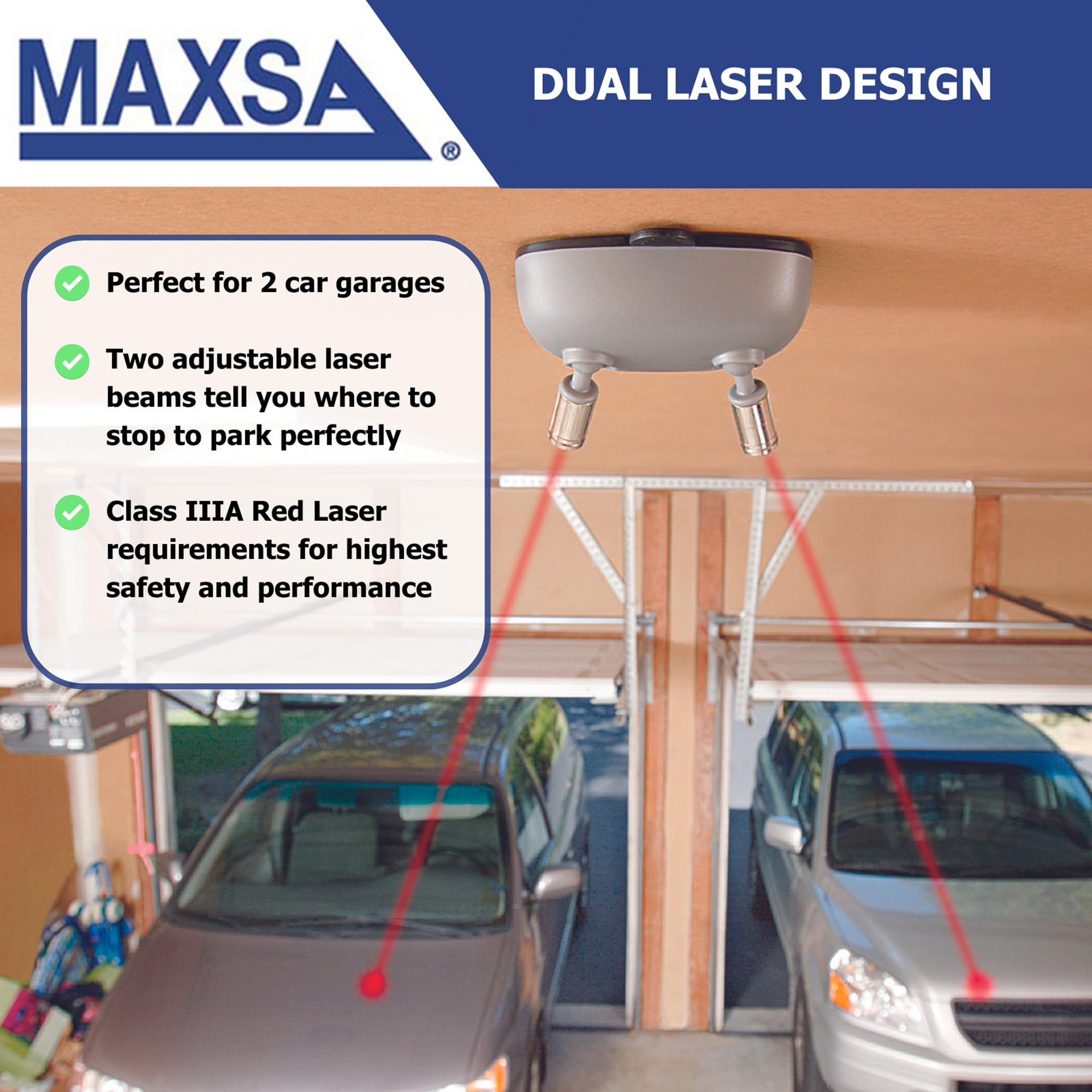 MAXSA power adapter and AA battery backup shown, providing reliable operation