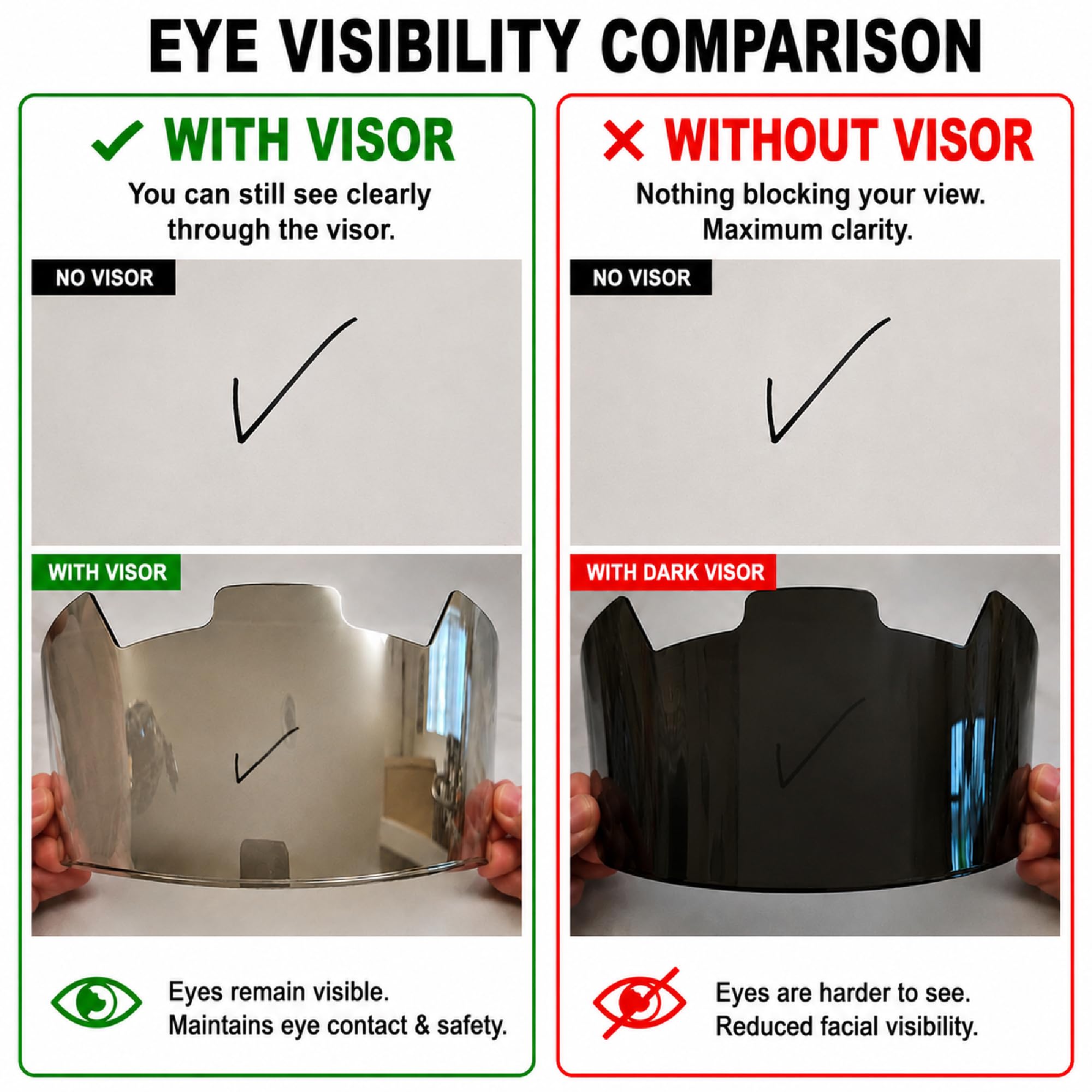Generic visor beside ruler showing size and scale for fit confirmation