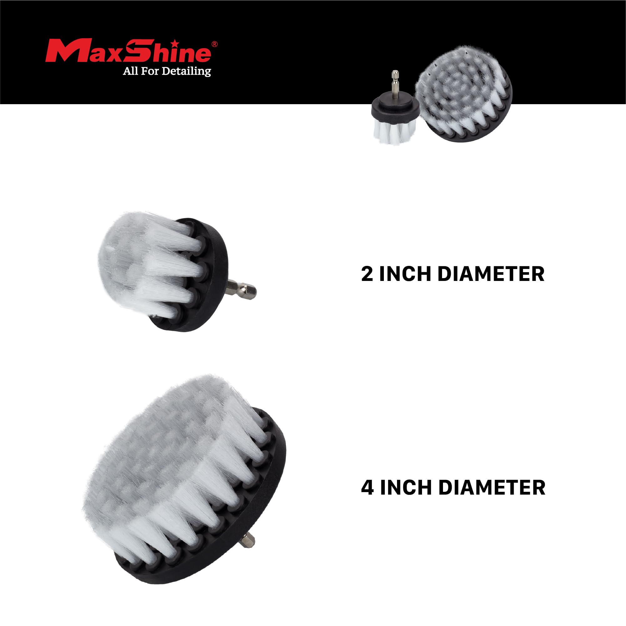 Maxshine 2-inch brush held in hand to show scale and precise seam cleaning benefit