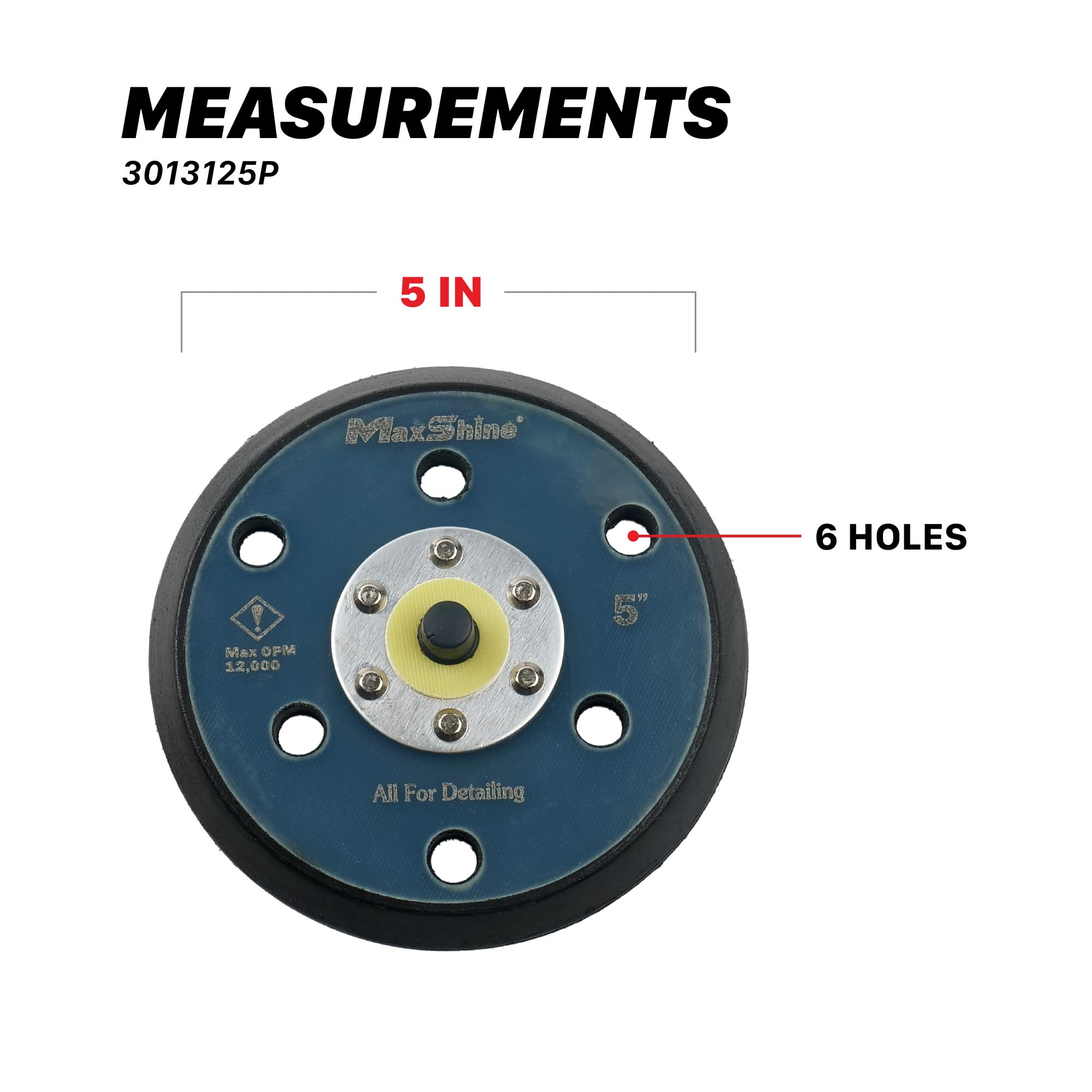 Maxshine close-up of 5/16" thread spindle for fast compatibility with DA polishers