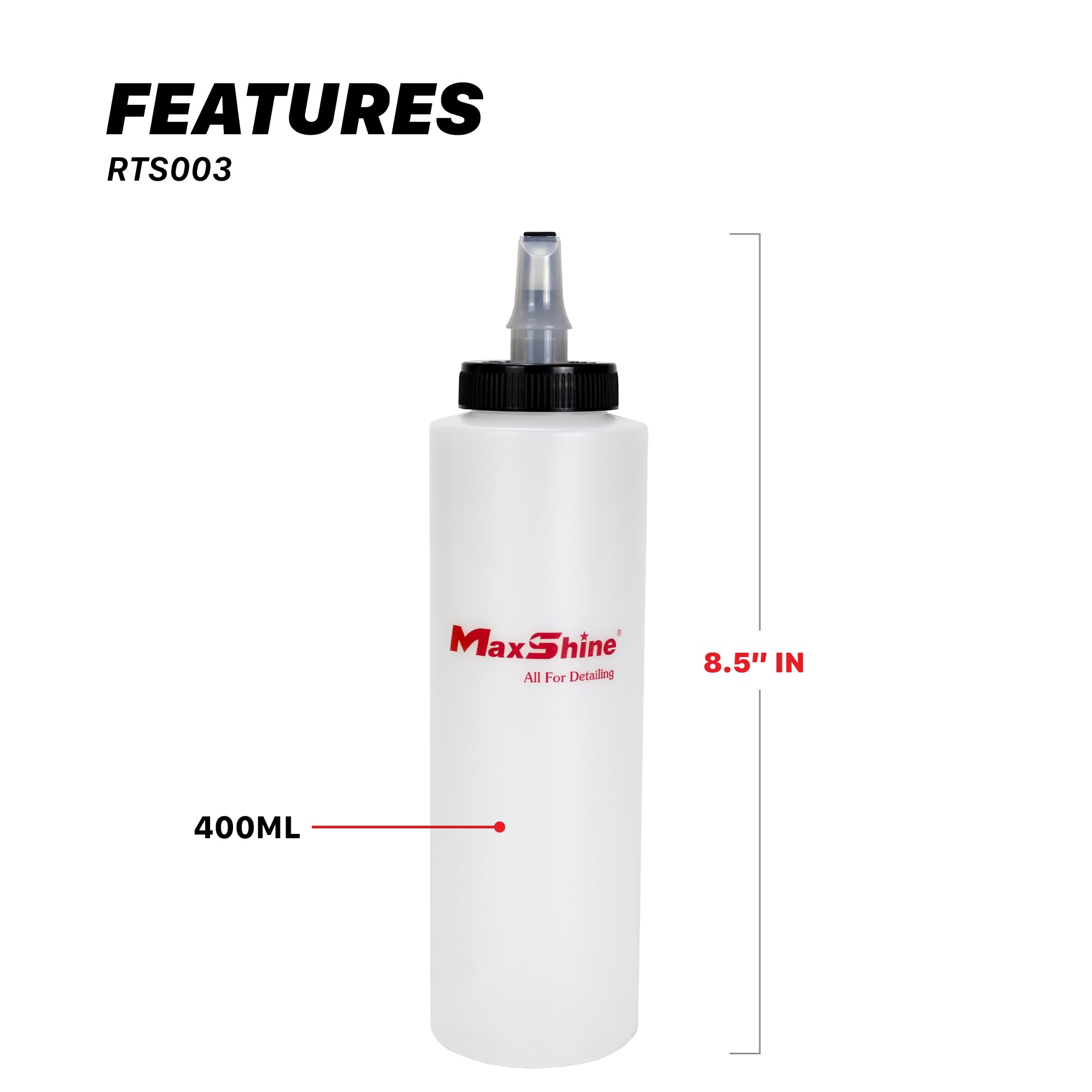 Maxshine close-up of the self-cleaning cap highlighting clog prevention and cleaner flow