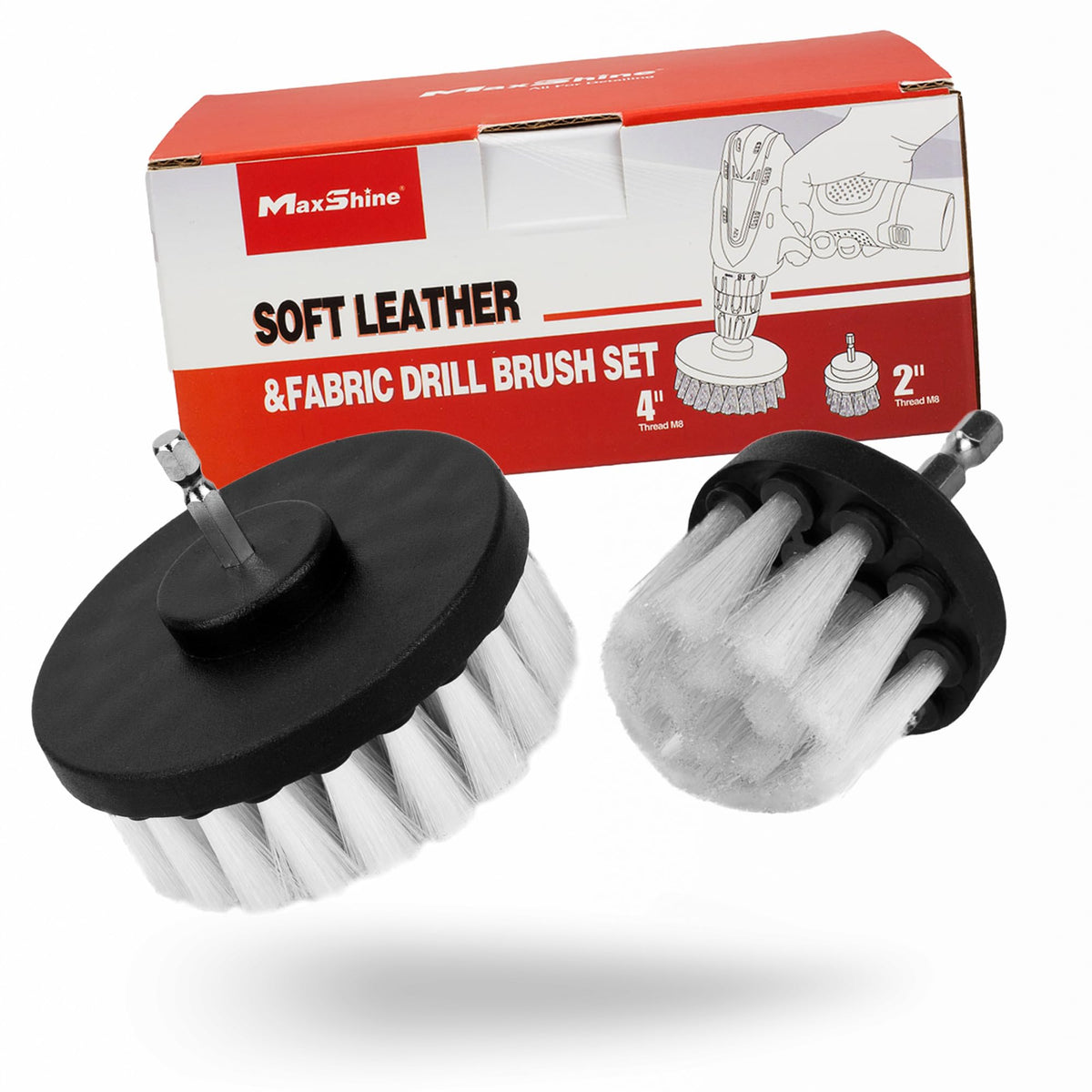 Maxshine front packaging of M8 soft brush kit showing both brushes, ideal for gentle cleaning