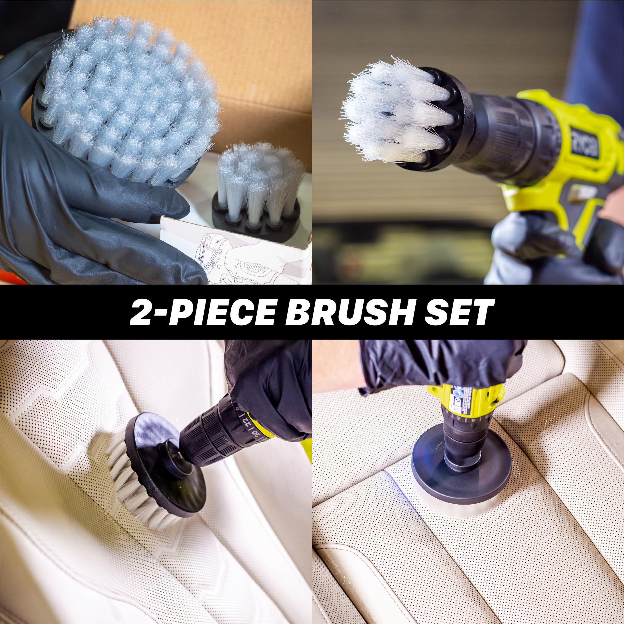Maxshine brush cleaning a convertible top in a lifestyle scene for refreshed exterior fabric