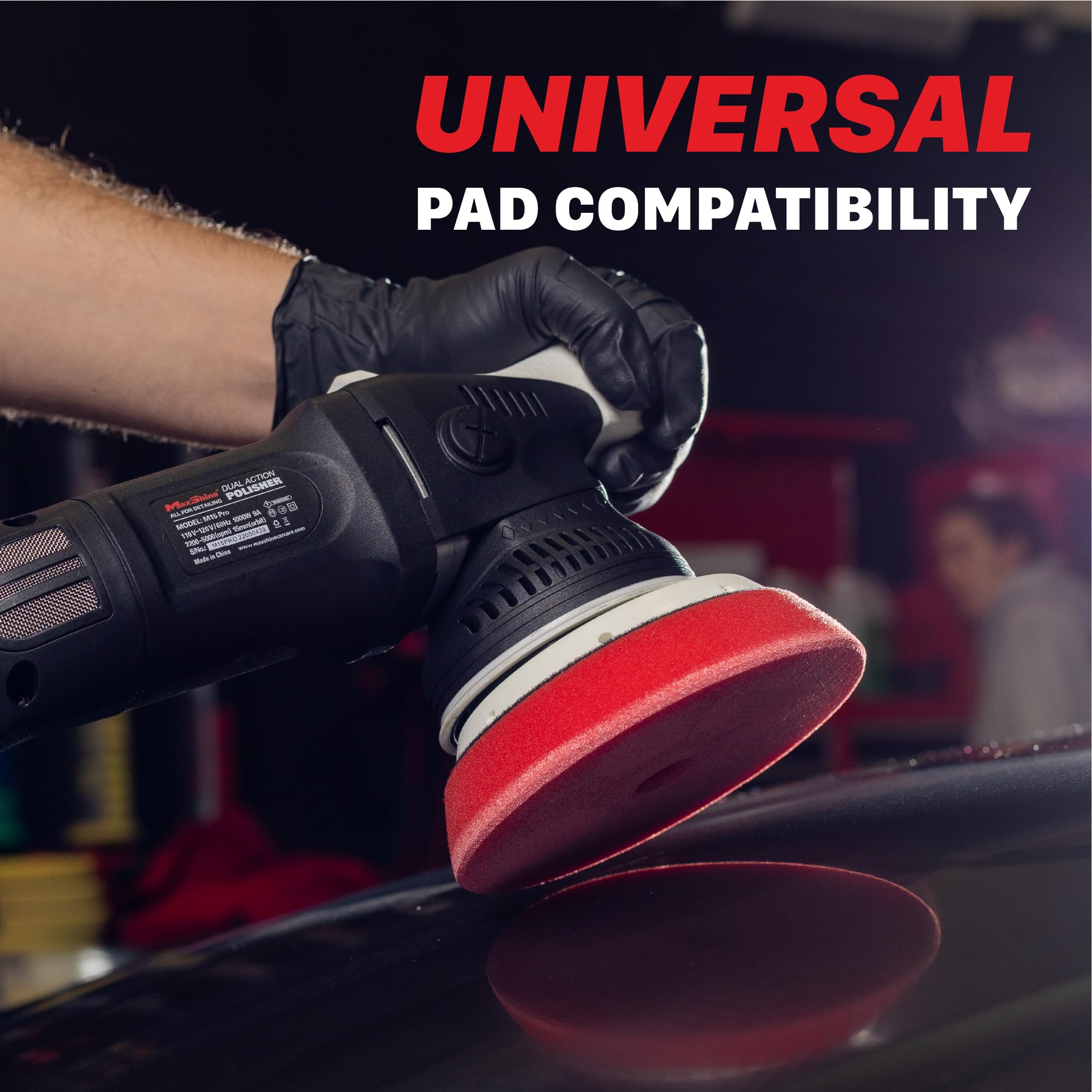 Maxshine M15 Pro polishing a car hood showing faster coverage benefit