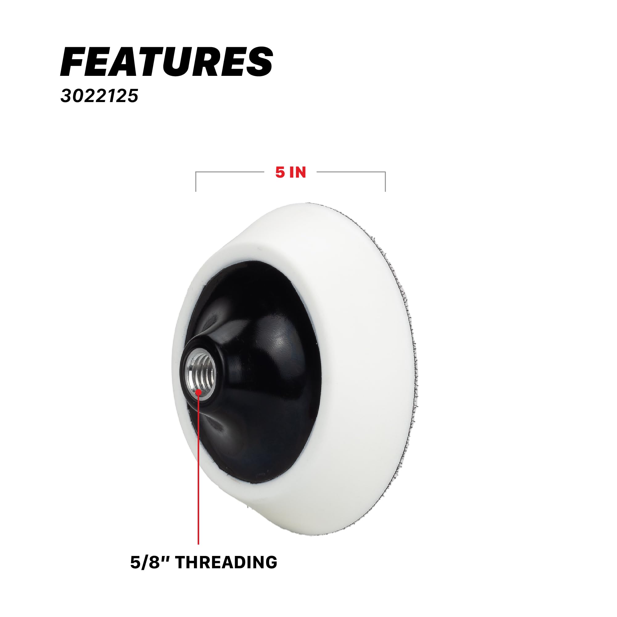 Maxshine closeup of 5/8 inch threaded hub for reliable tool attachment