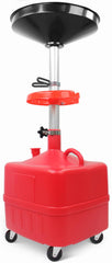 MaxWorks front view of 9-gallon oil drain showing stable square body and funnel benefit