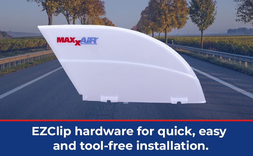 MAXXAIR FanMate with EZClip hardware displayed for tool-free installation