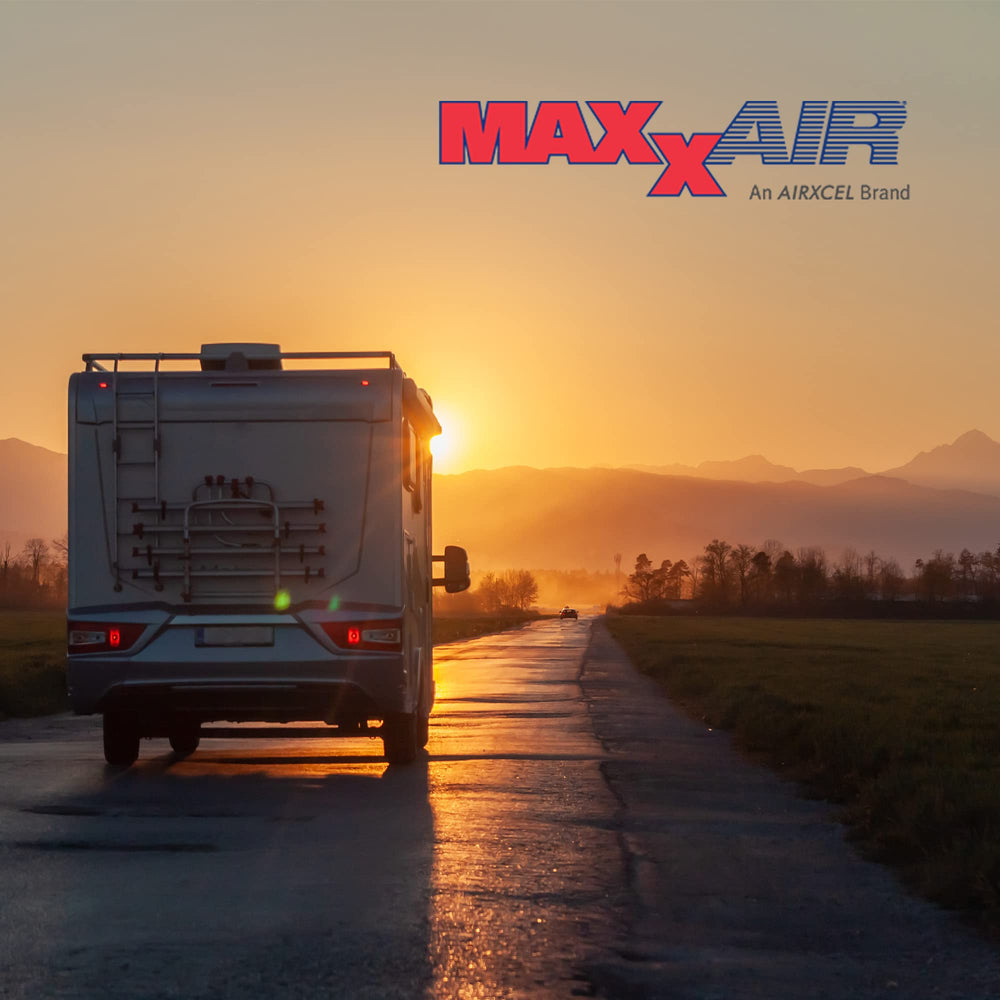 MAXXAIR FanMate on RV in rainy weather demonstrating ventilation benefit