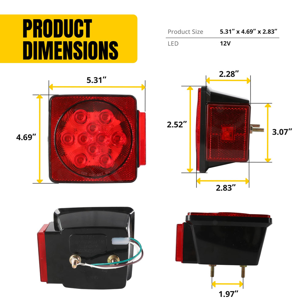 MAXXHAUL close-up of left unit license plate illuminator for clear registration visibility