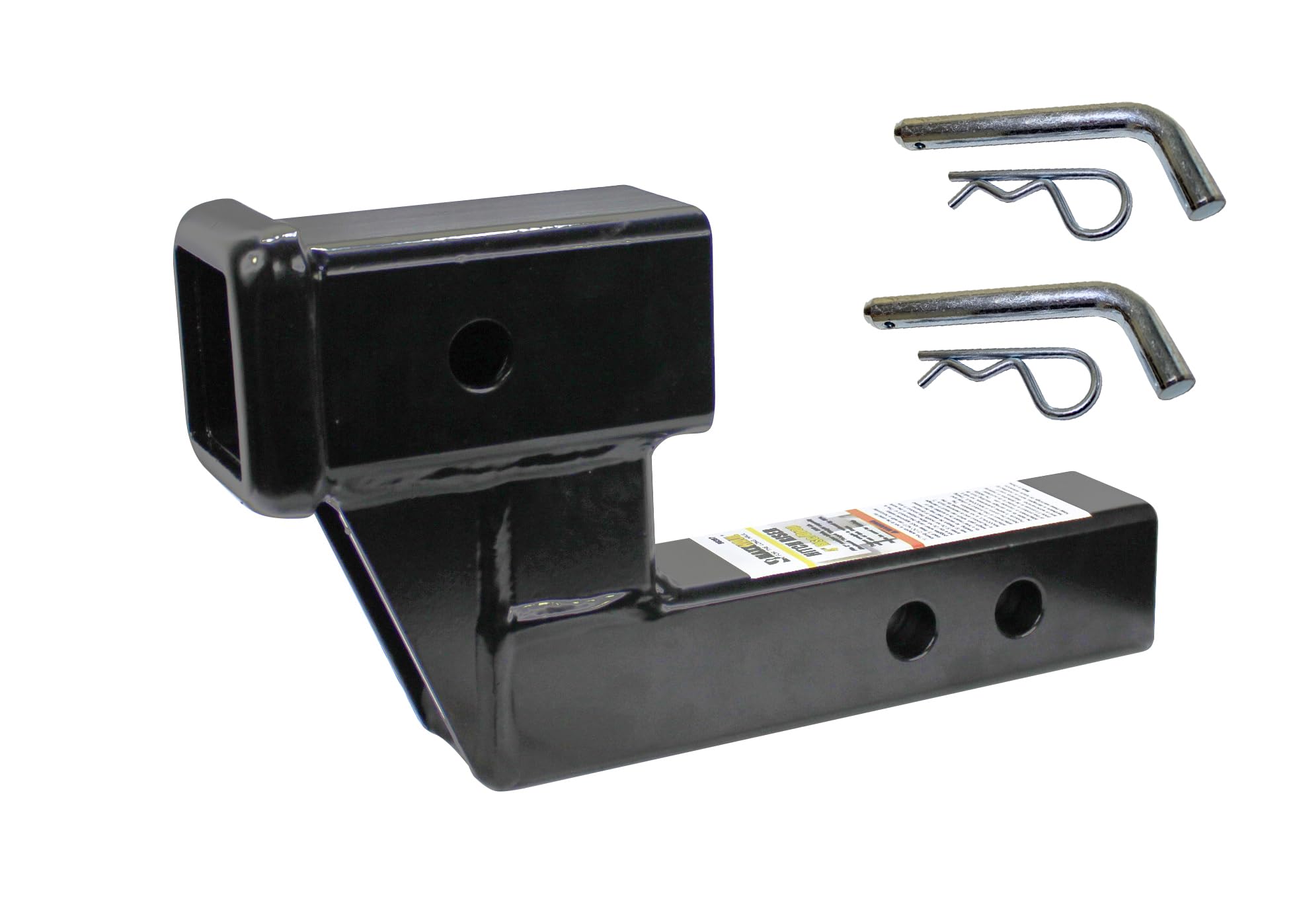 MaxxHaul hitch riser front view showing solid steel and corrosion resistance benefit