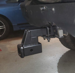 MaxxHaul installed with bike rack showing improved clearance and safer transport benefit
