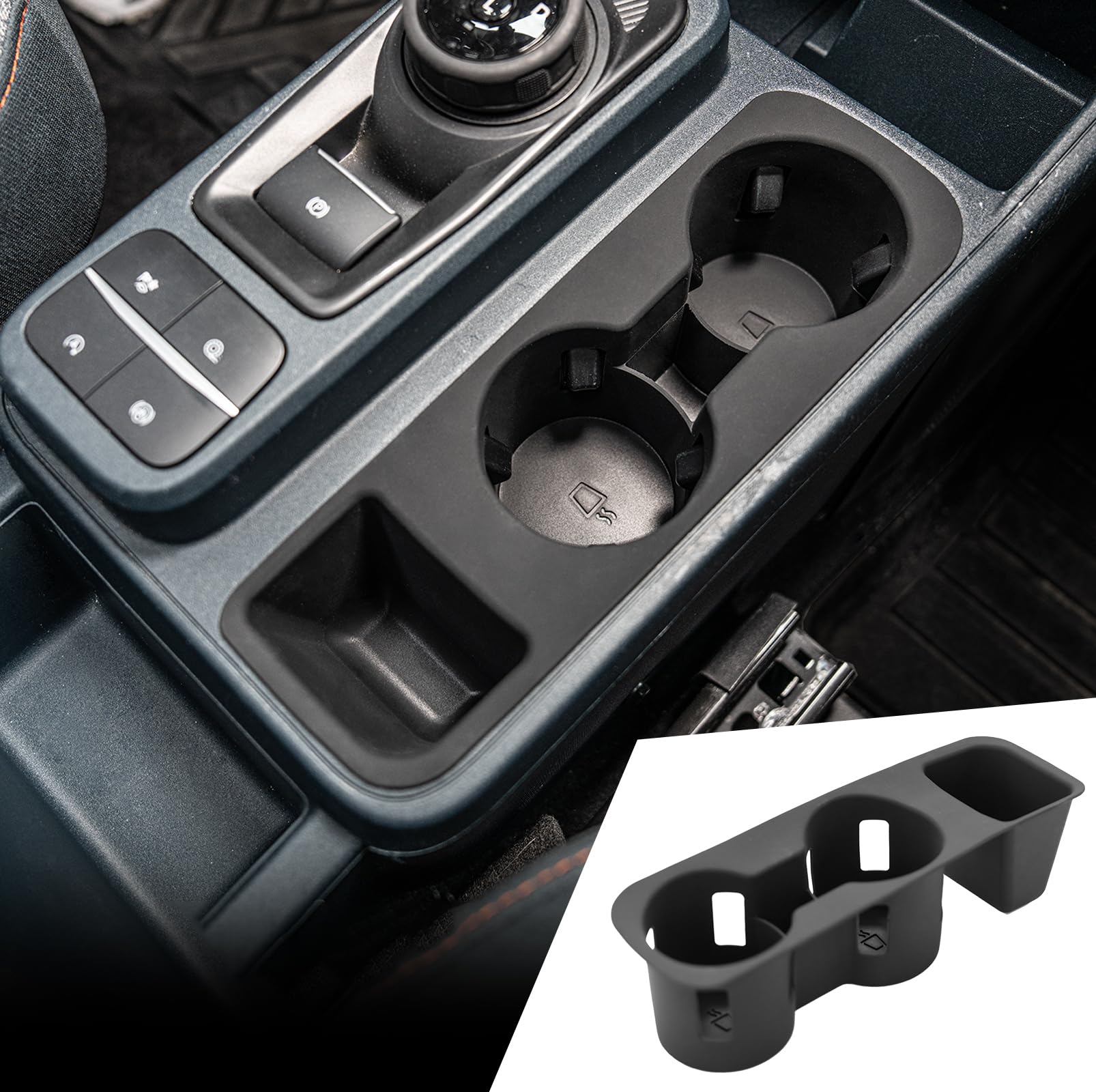 Maxzina black silicone cup holder front view showing fit and finish for Maverick