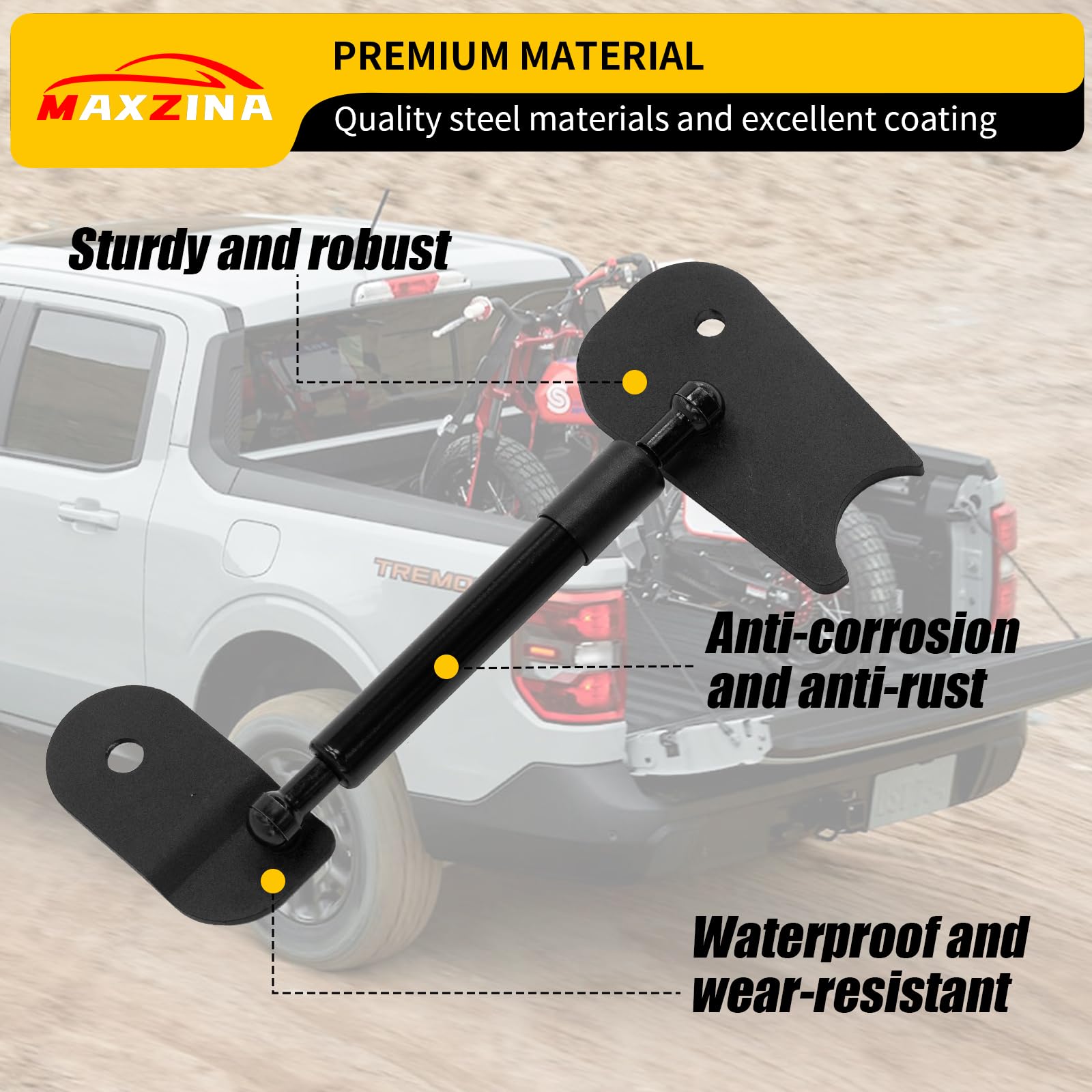 Maxzina installed on Ford Maverick demonstrating smoother, quieter tailgate operation