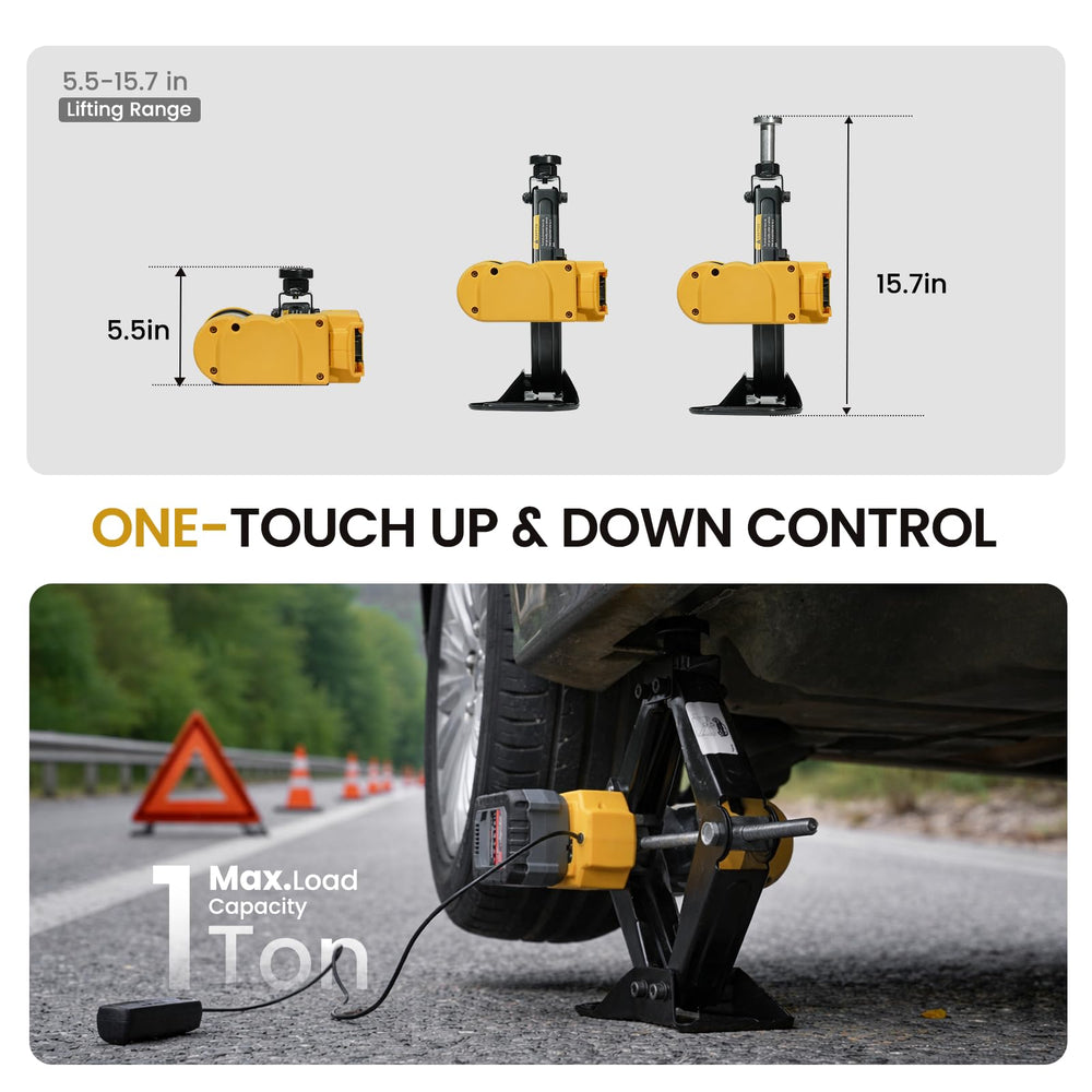 Mayoki lifting demo under a sedan showing fast one-button lift for quick tire changes