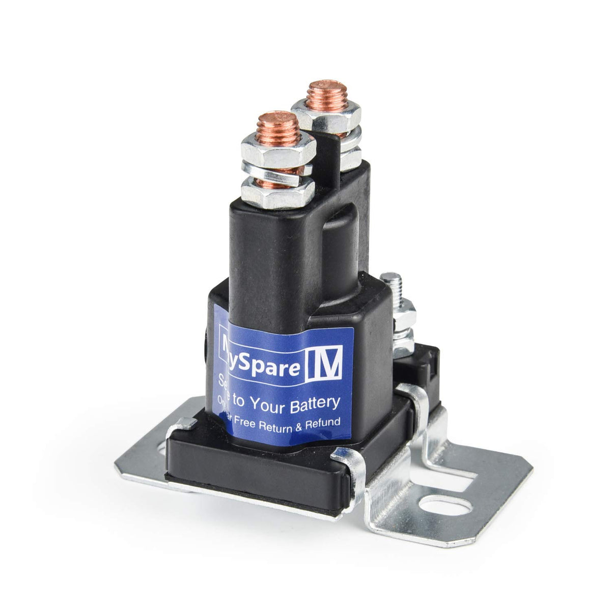 MaySpare front view of 80A relay showing robust housing and mounting points