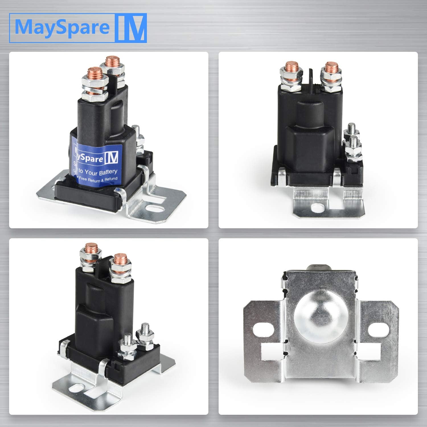MaySpare relay with supplied terminals and insulated red caps for safe wiring