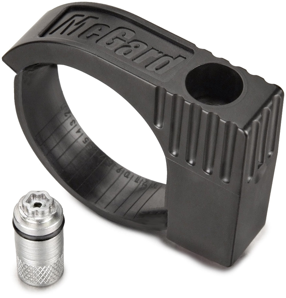 McGard 76029 tailgate lock front view showing durable finish and secure design