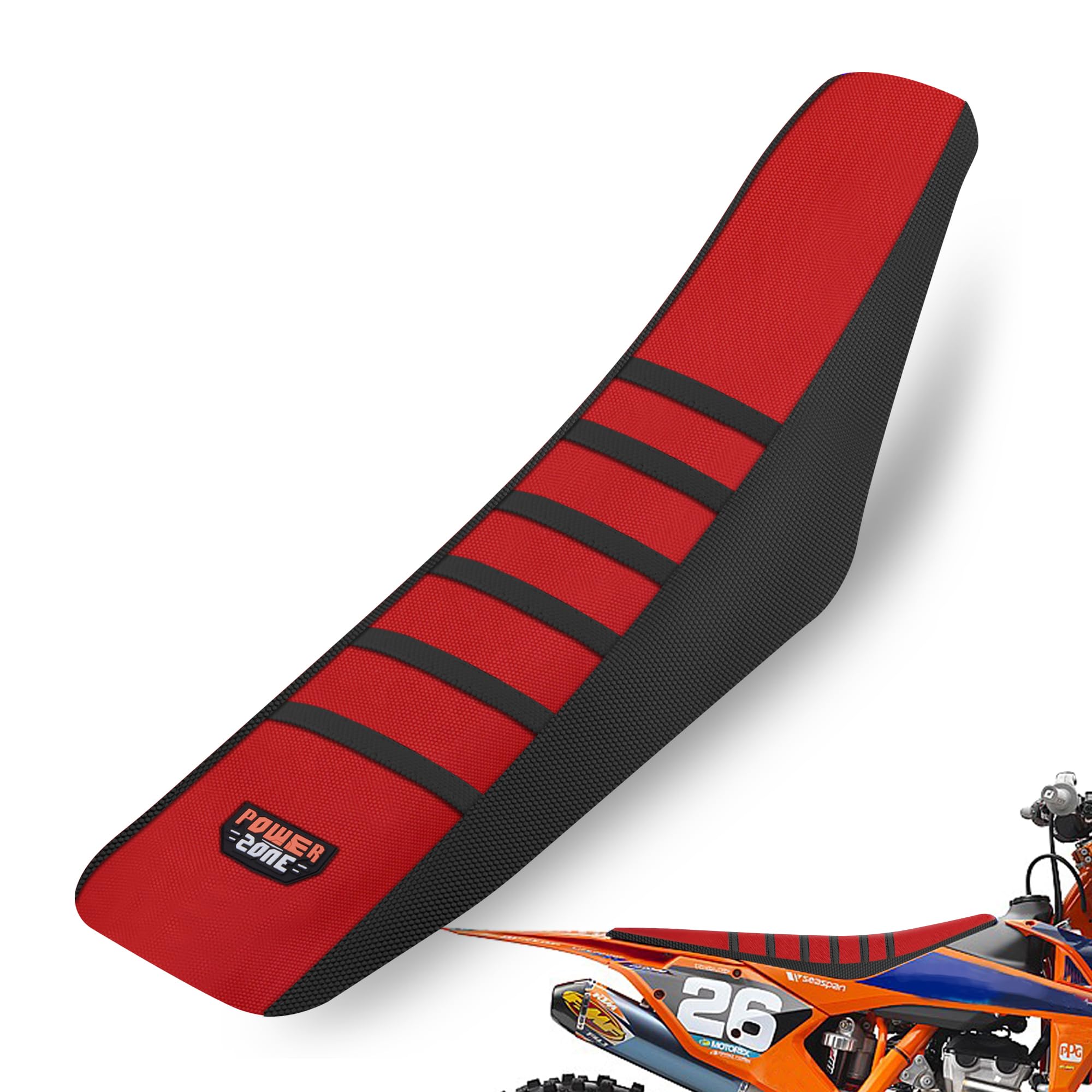 MCHMFG front view of ribbed seat cover showing fit and styling benefit