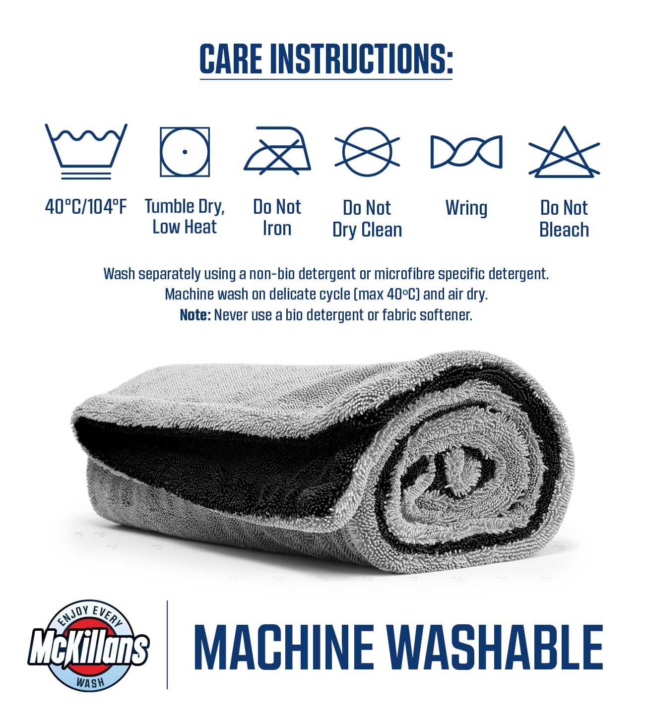 McKillans towel in detailer hand demonstrating safe streak-free finish benefit