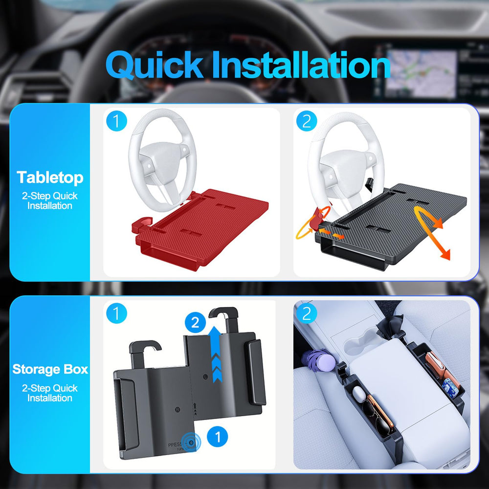 MDee installed on steering wheel providing a stable workspace