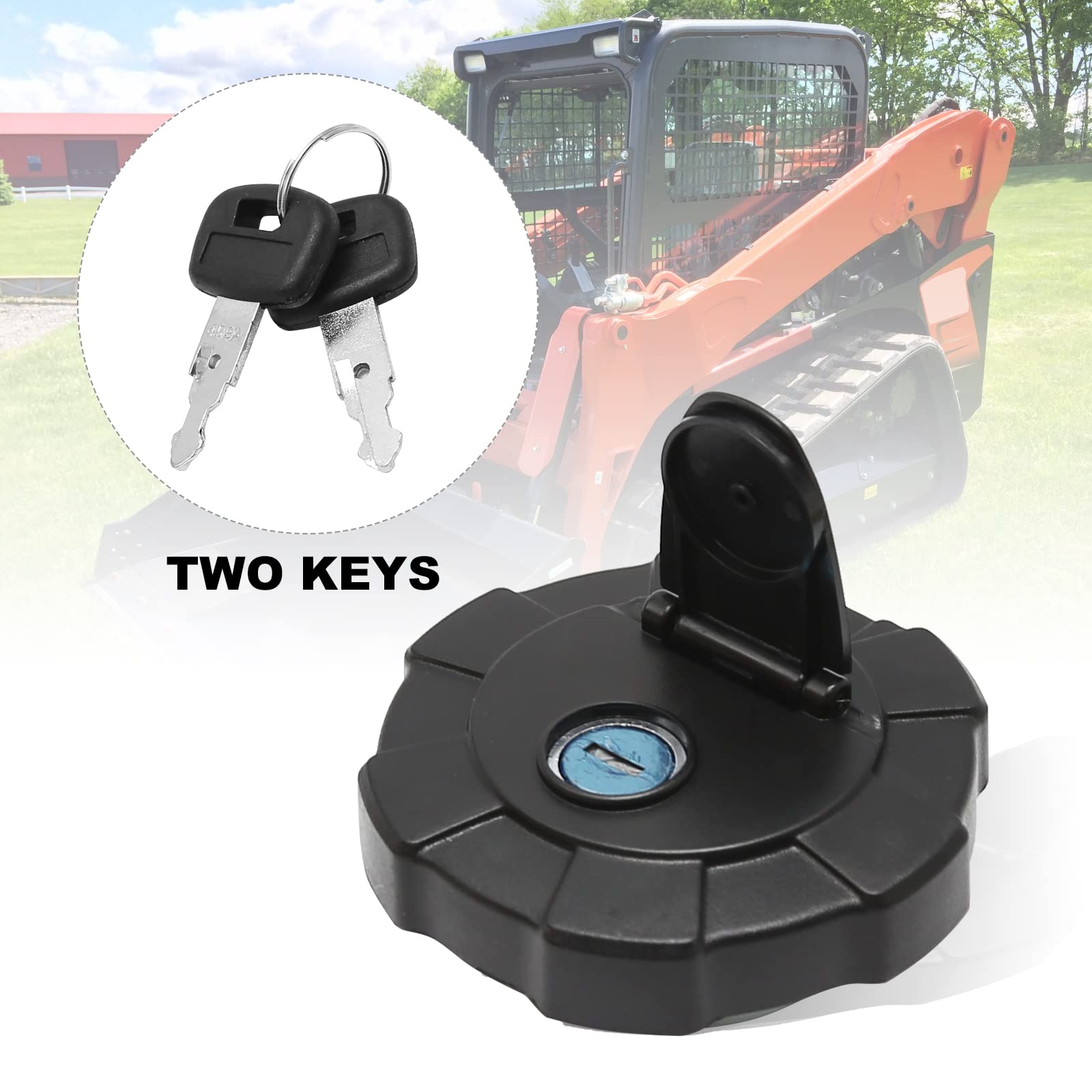 MDEOOSKY fuel cap packaging with keys showing ready-to-install kit