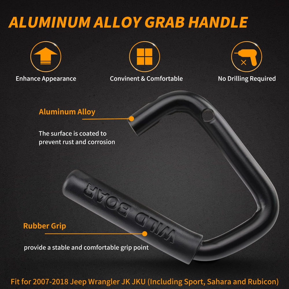 MEALAM installed handle inside Jeep Wrangler demonstrating passenger support