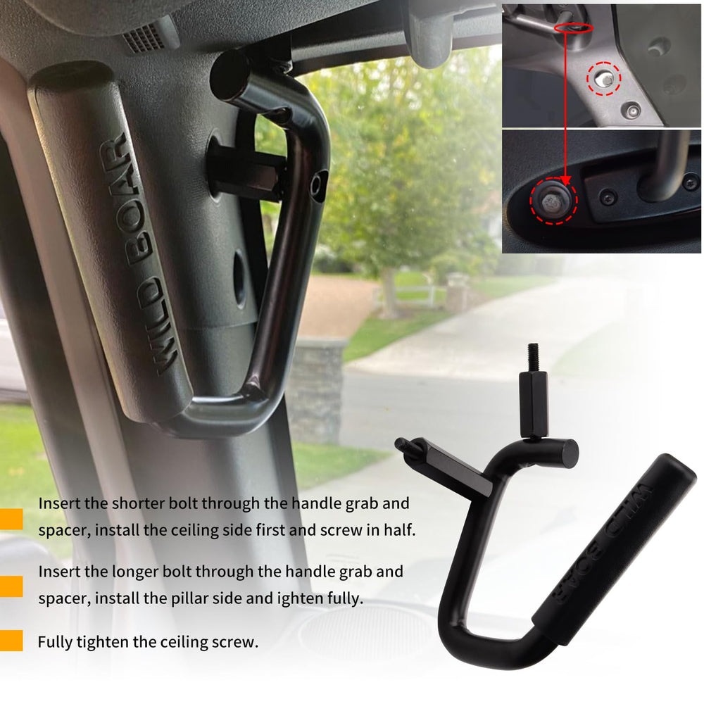 MEALAM grab handle next to a hand to show scale and ergonomic comfort