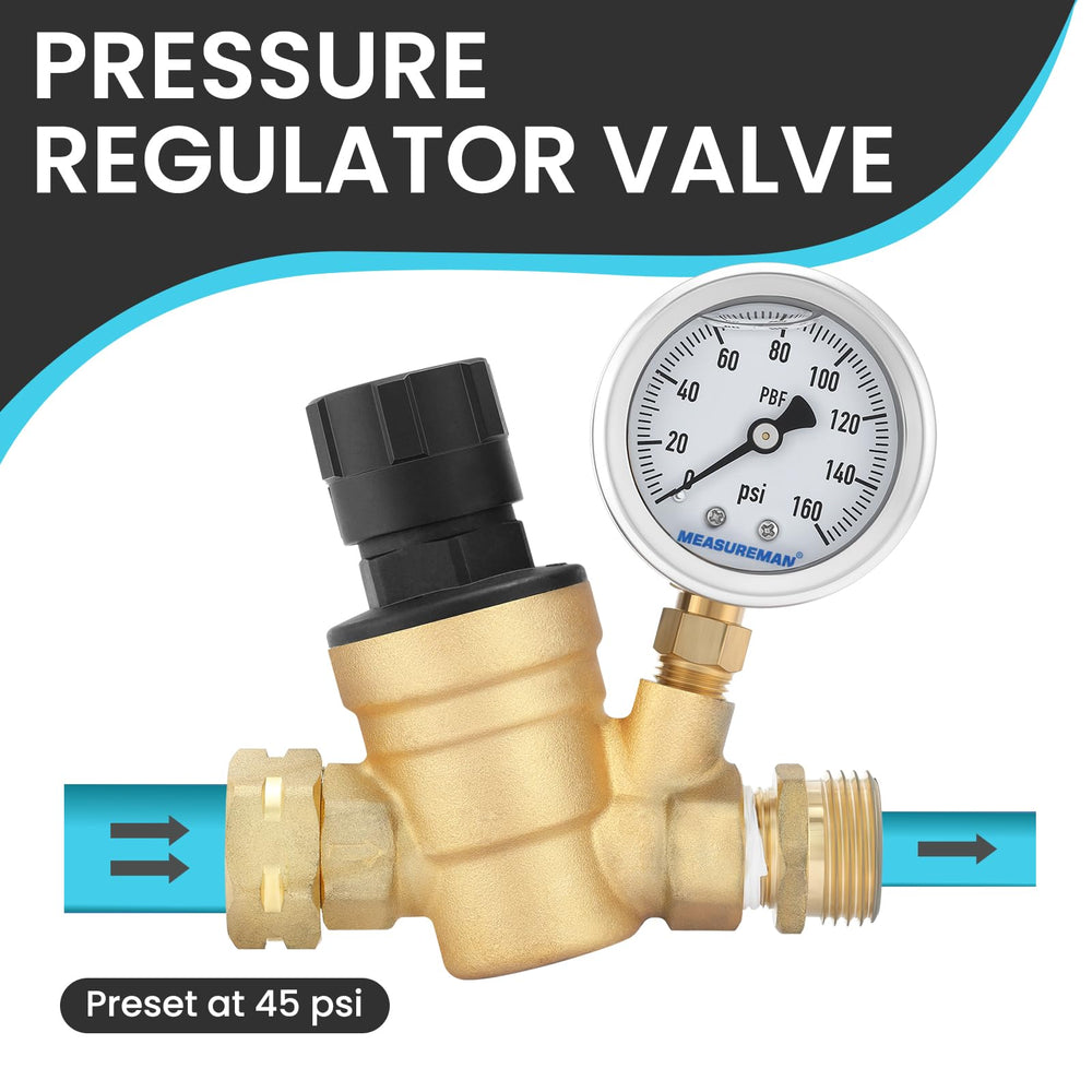 MEASUREMAN close-up of 2-inch glycerin-filled gauge dial for stable, easy-to-read pressure monitoring
