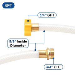 MEASUREMAN hose connected to RV spigot demonstrating easy hookup and high-flow benefit
