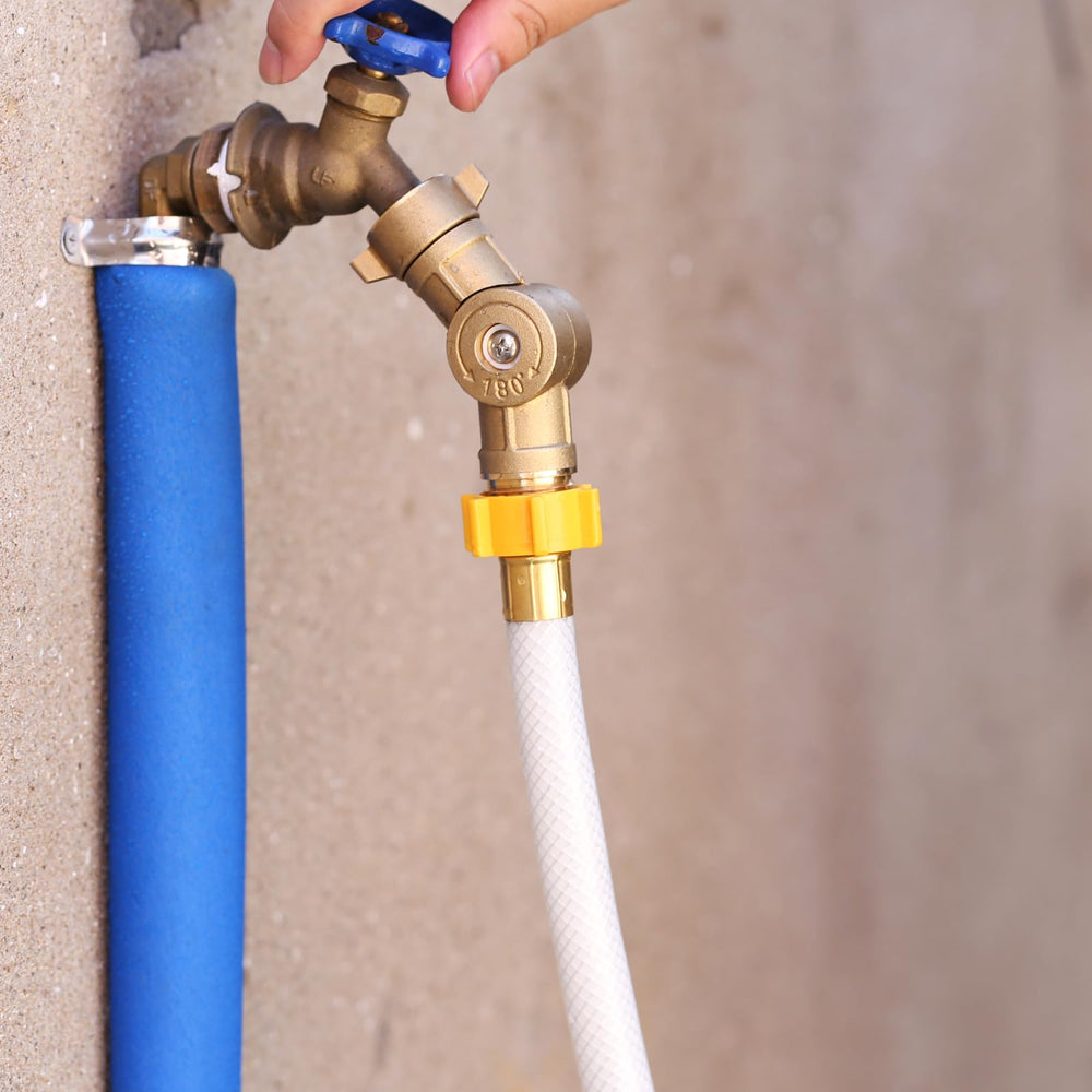 MEASUREMAN hose attached to boat fill port in marina showing marine-ready potable use benefit