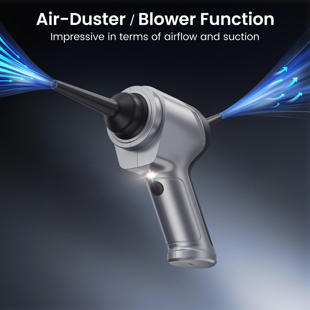 Mecanto blowing dust from keyboard to protect electronics and improve cleanliness