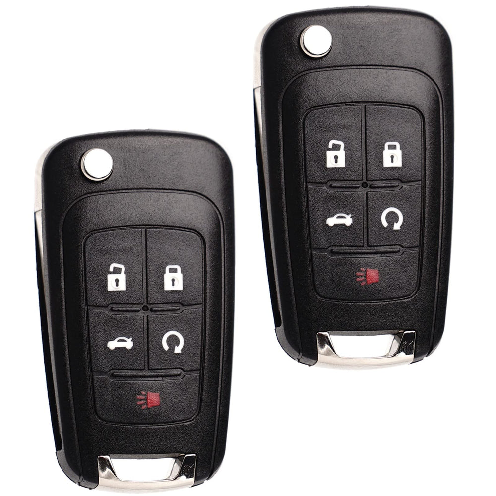 MechanMagic front view of two flip key fobs showing buttons and housing, reliable replacement